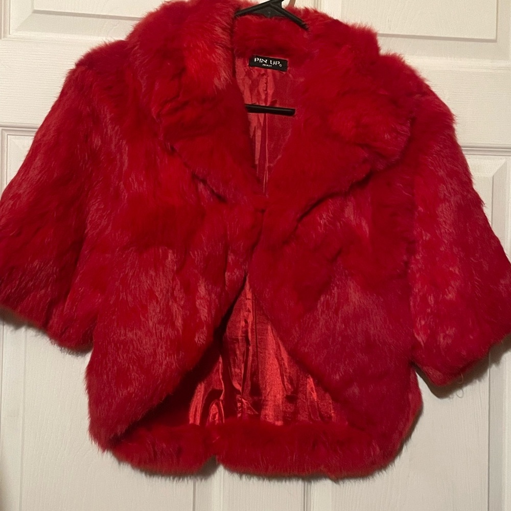 Red Rabbit Fur Jacket - Picture 2 of 10